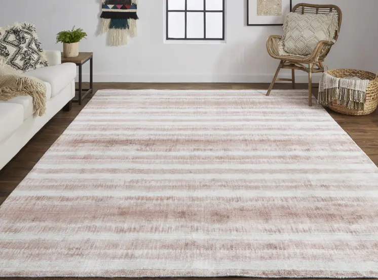 12' X 15' Tan Ivory And Pink Abstract Hand Woven Area Rug