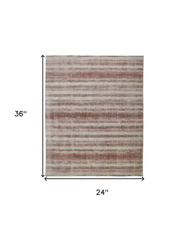 2' X 3' Tan and Ivory Abstract Hand Woven Area Rug