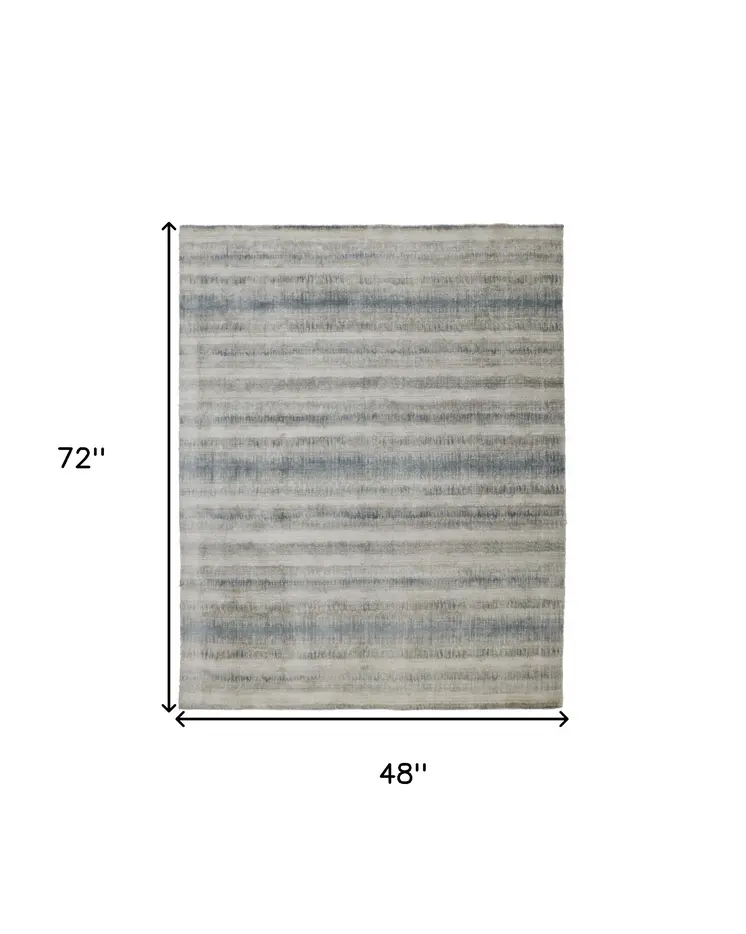 4' X 6' Blue and Gray Abstract Hand Woven Area Rug