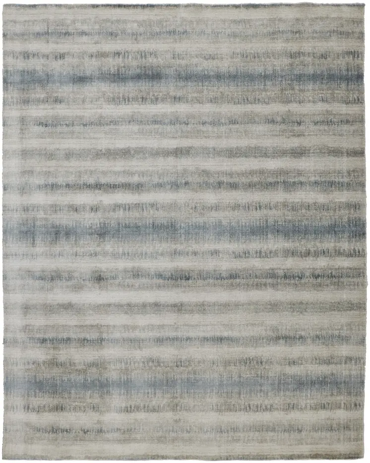 9' X 12' Gray Blue And Green Abstract Hand Woven Area Rug