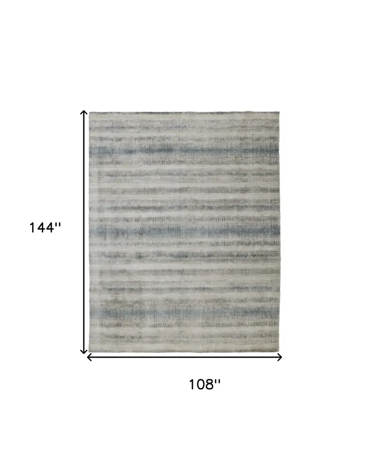 9' X 12' Gray Blue And Green Abstract Hand Woven Area Rug