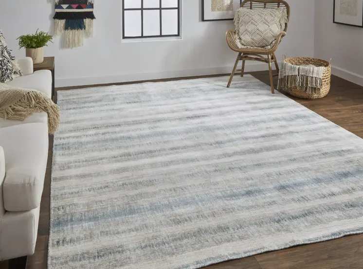 10' X 14' Gray Blue And Green Abstract Hand Woven Area Rug