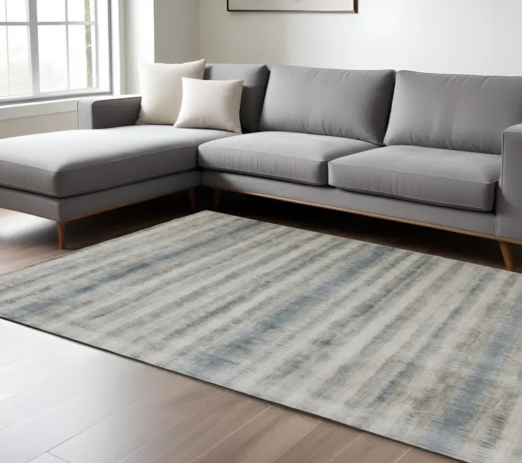 10' X 14' Gray Blue And Green Abstract Hand Woven Area Rug