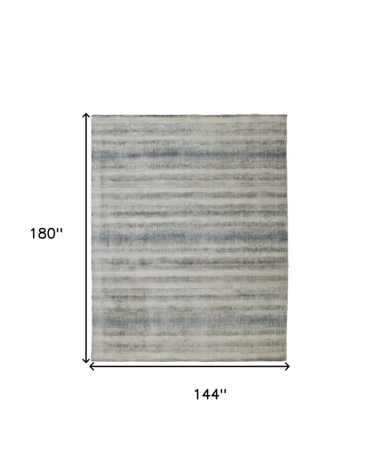 12' X 15' Gray Blue And Green Abstract Hand Woven Area Rug