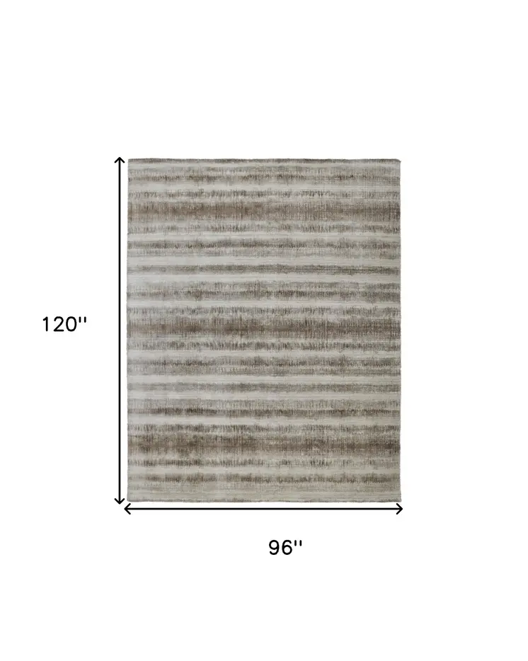 8' X 10' Tan Ivory And Brown Abstract Hand Woven Area Rug