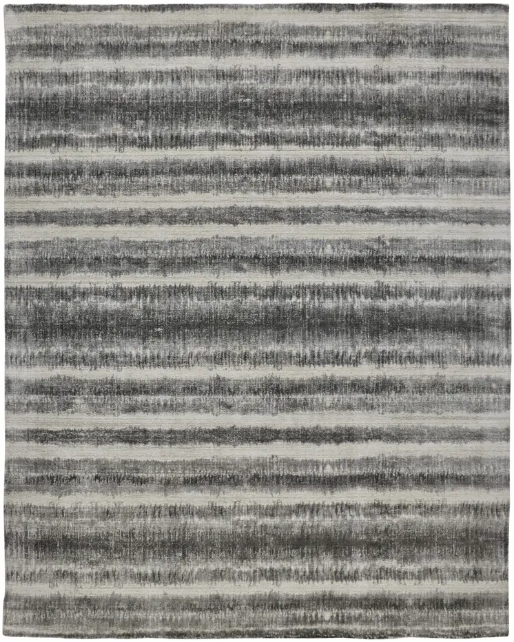 4' X 6' Gray and Black Abstract Hand Woven Area Rug