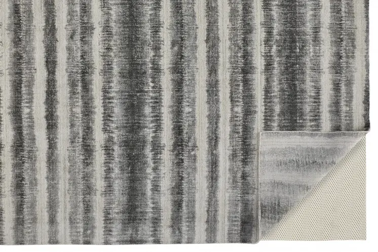 4' X 6' Gray and Black Abstract Hand Woven Area Rug