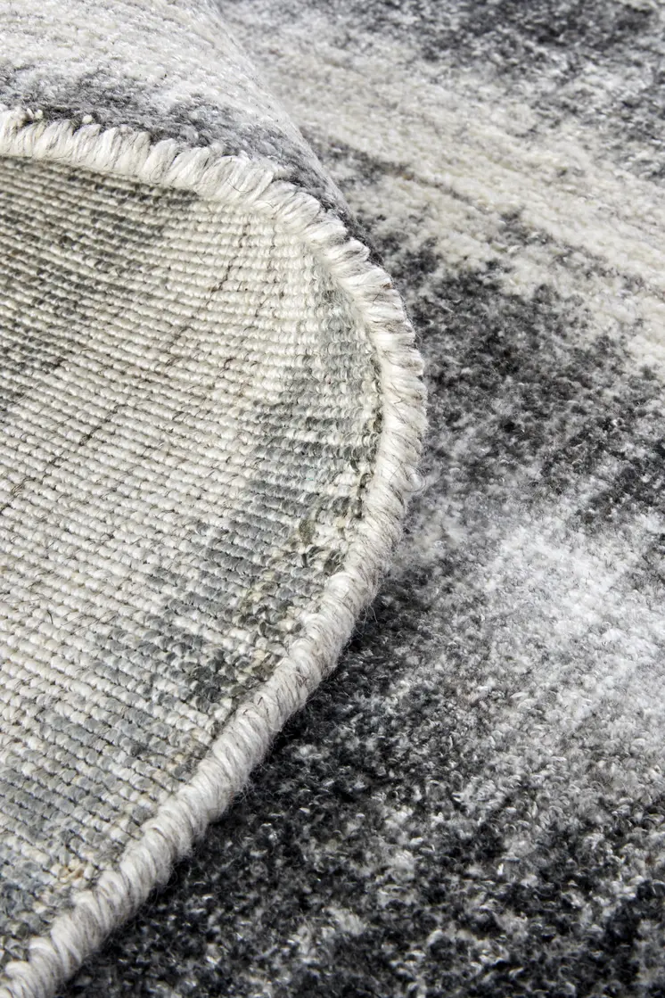 5' X 8' Gray and Black Abstract Hand Woven Area Rug