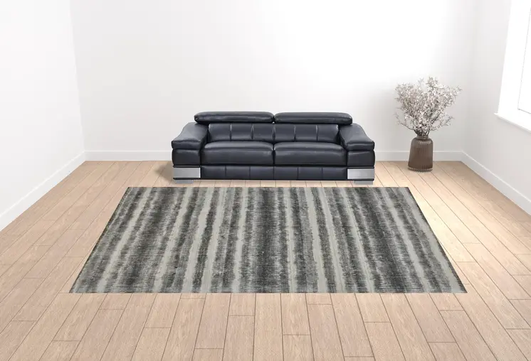 12' X 15' Gray Ivory And Black Abstract Hand Woven Area Rug