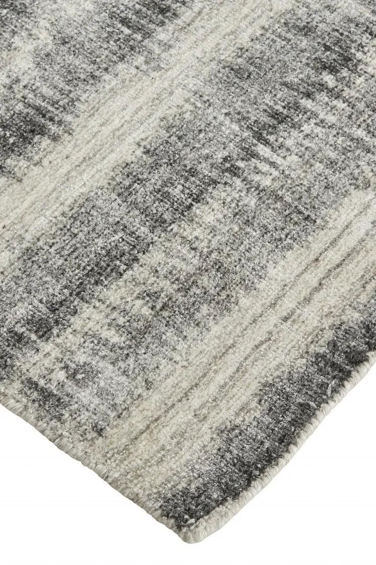 2' X 3' Gray and Black Abstract Hand Woven Area Rug
