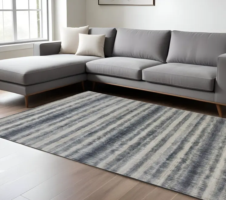 10' X 14' Ivory And Blue Abstract Hand Woven Area Rug