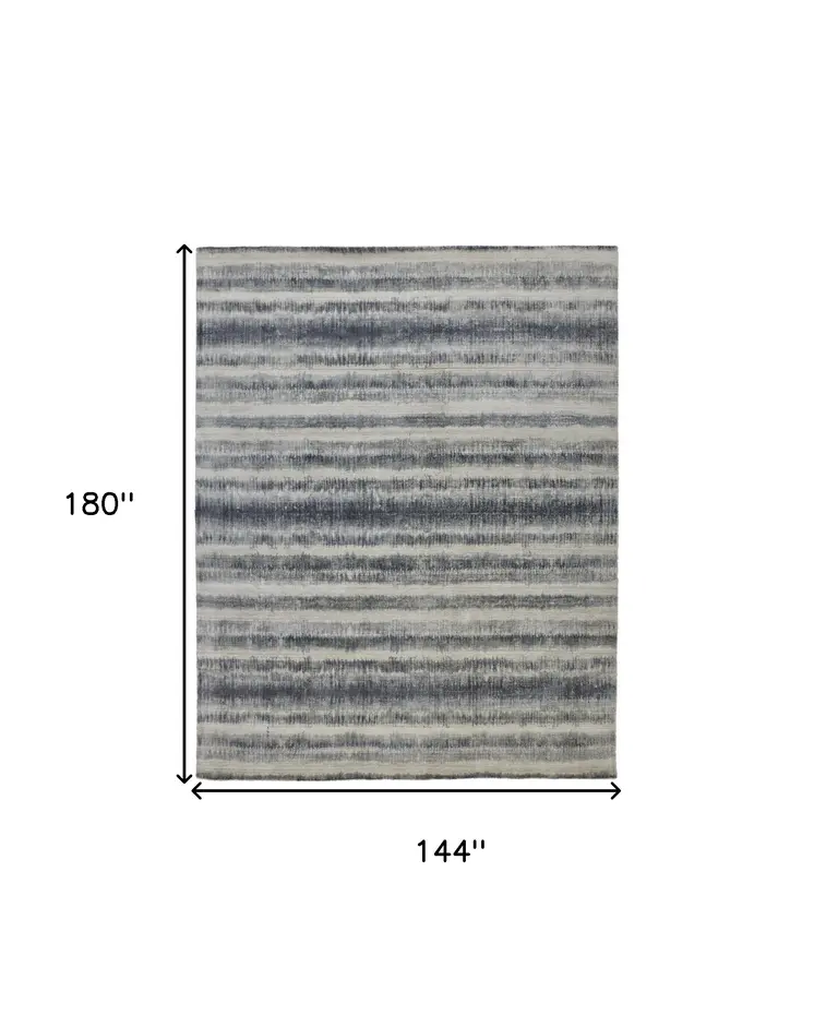 12' X 15' Ivory And Blue Abstract Hand Woven Area Rug