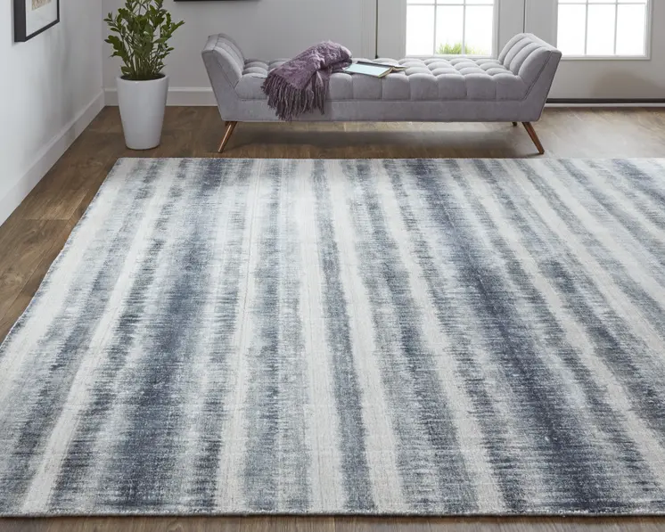 12' X 15' Ivory And Blue Abstract Hand Woven Area Rug