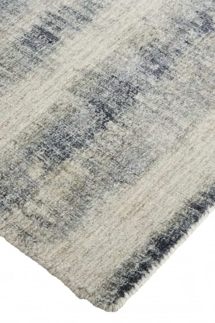 12' X 15' Ivory And Blue Abstract Hand Woven Area Rug