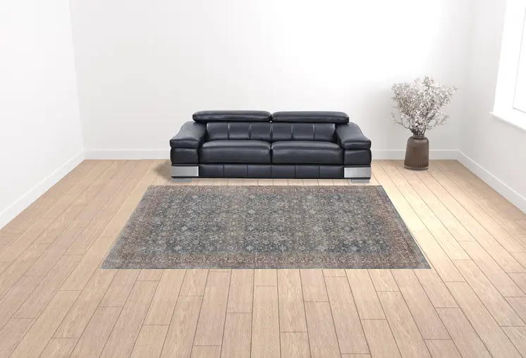 10' X 13' Blue And Red Floral Power Loom Stain Resistant Area Rug