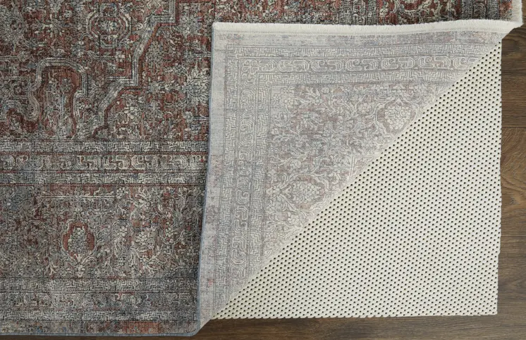 5' X 7' Blue and Gray Floral Power Loom Area Rug