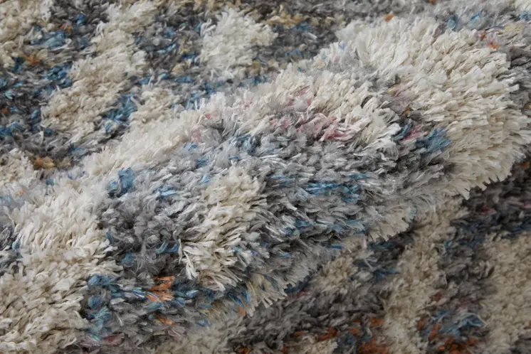 8' Ivory Gray And Taupe Geometric Power Loom Stain Resistant Runner Rug