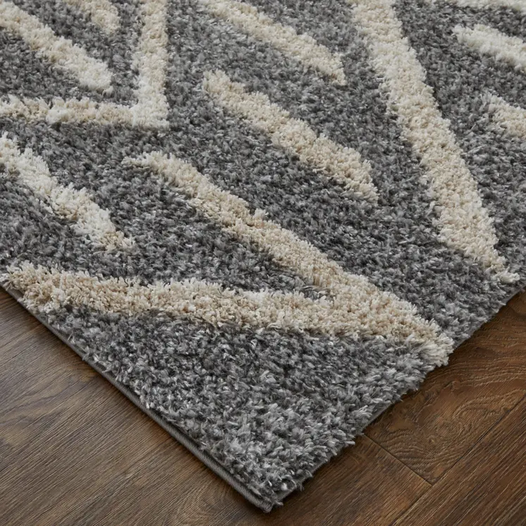 8' X 10' Gray and Ivory Geometric Power Loom Area Rug