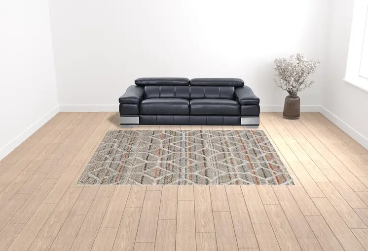 9' X 12' Tan Taupe And Ivory Geometric Power Loom Stain Resistant Area Rug