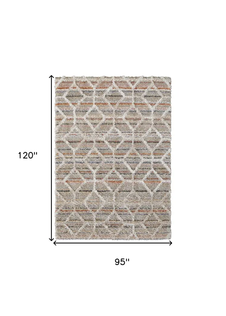 8' X 10' Tan and Ivory Geometric Power Loom Area Rug