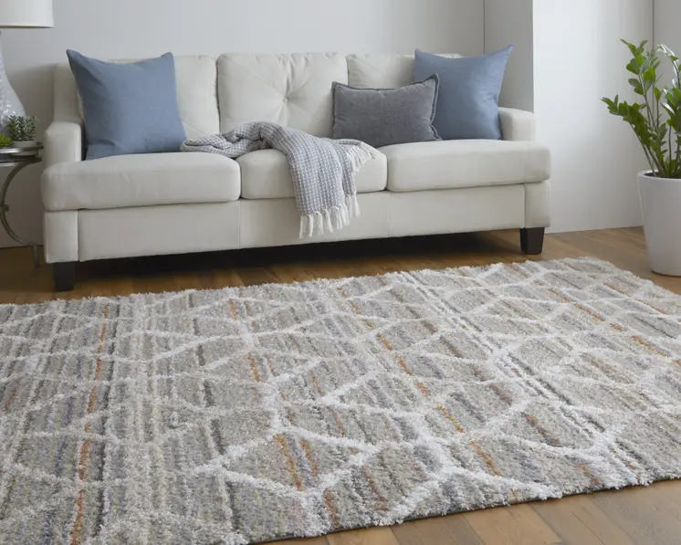 2' X 3' Tan Taupe And Ivory Geometric Power Loom Stain Resistant Area Rug