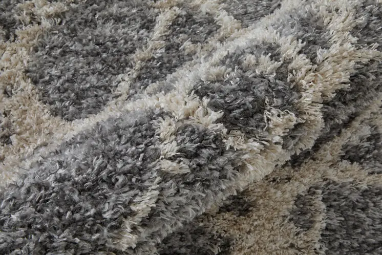 8' Gray And Ivory Abstract Power Loom Stain Resistant Runner Rug
