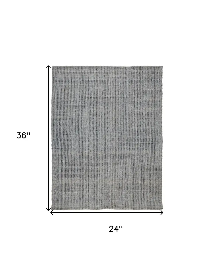 2' X 3' Gray Ivory And Blue Hand Woven Area Rug