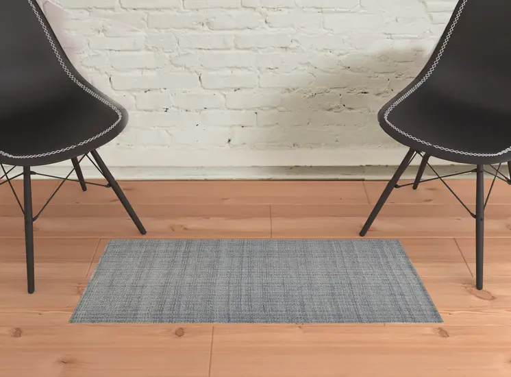 2' X 3' Gray Ivory And Blue Hand Woven Area Rug