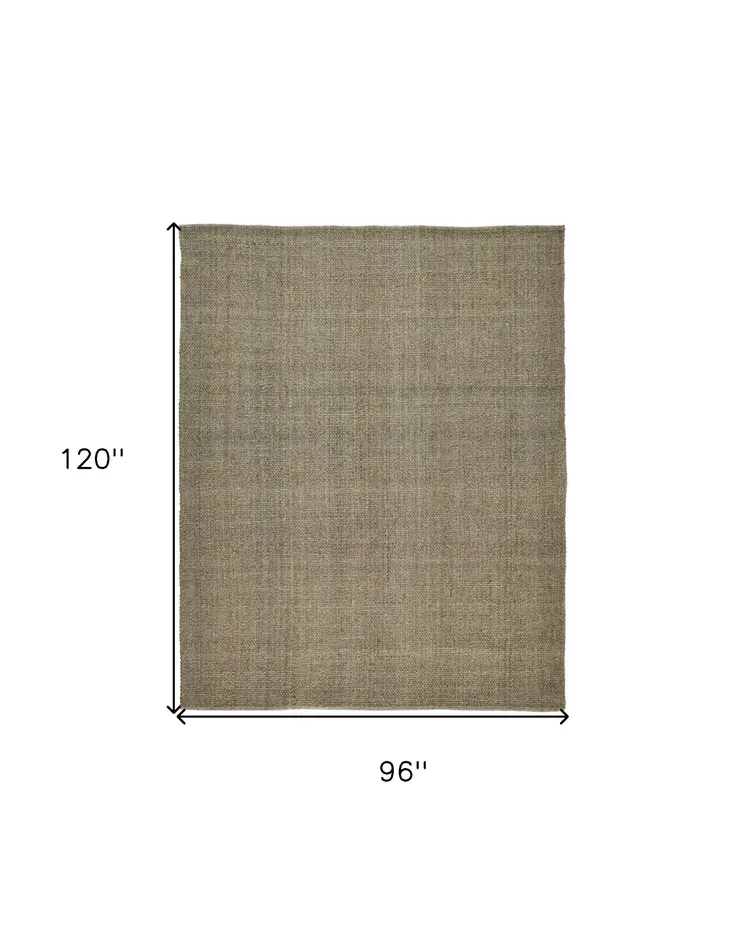 8' X 10' Green And Tan Hand Woven Area Rug