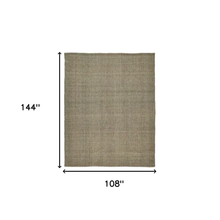 9' X 12' Green Hand Woven Area Rug