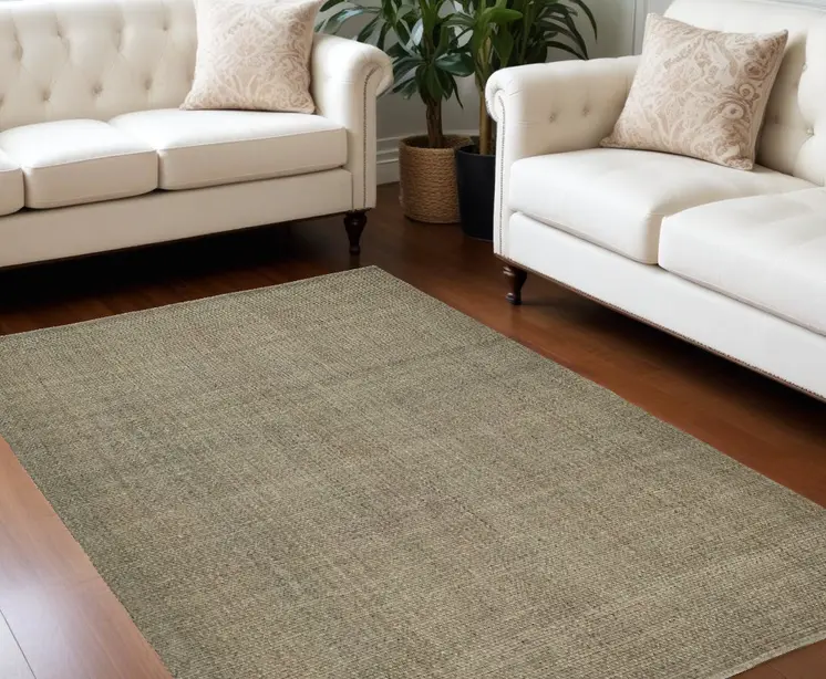 9' X 12' Green Hand Woven Area Rug