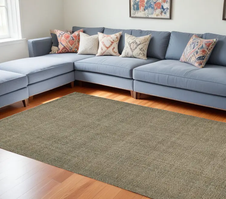 10' X 14' Green Hand Woven Area Rug