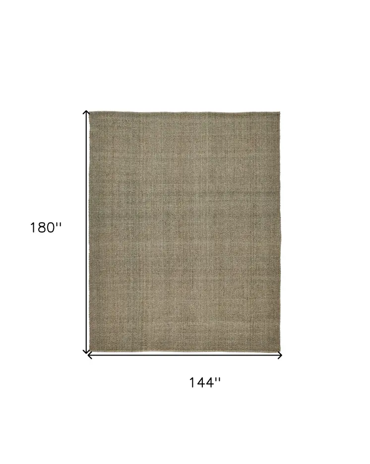 12' X 15' Green And Tan Hand Woven Area Rug