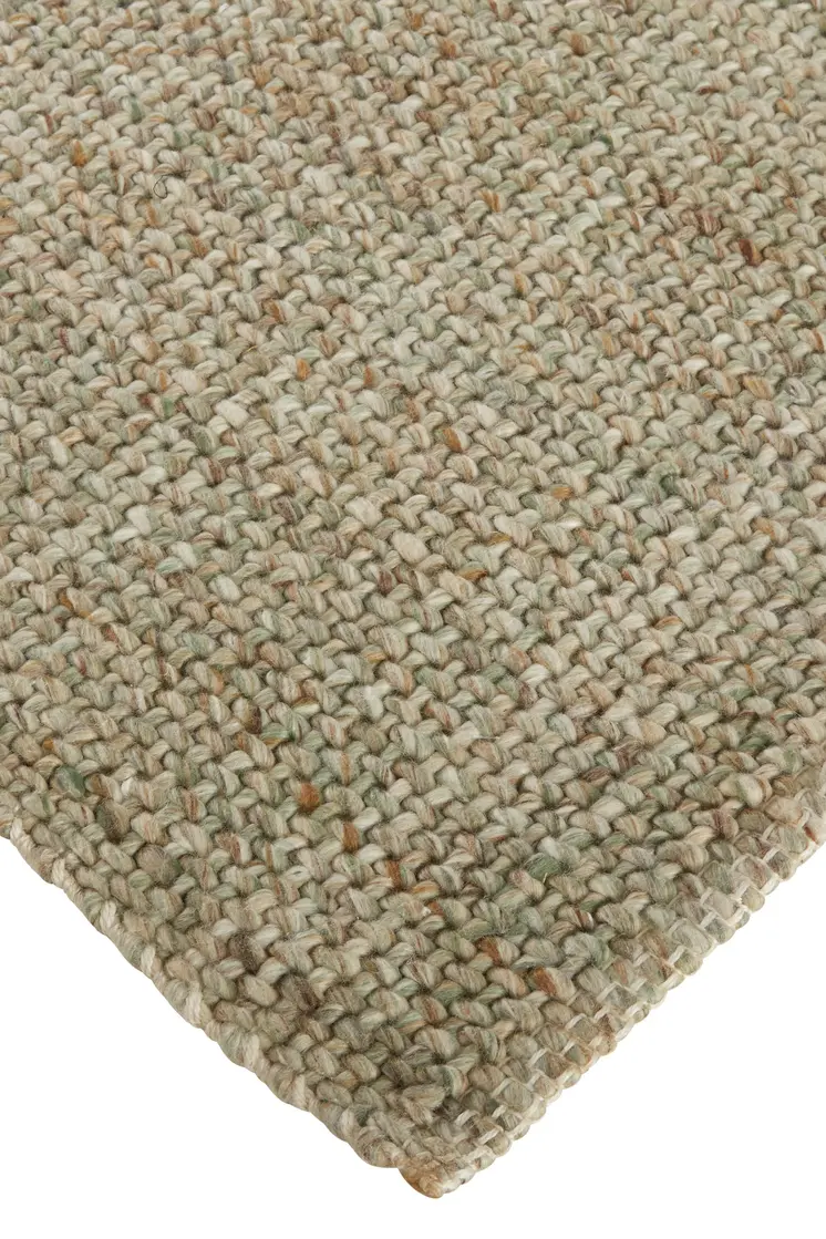 12' X 15' Green And Tan Hand Woven Area Rug