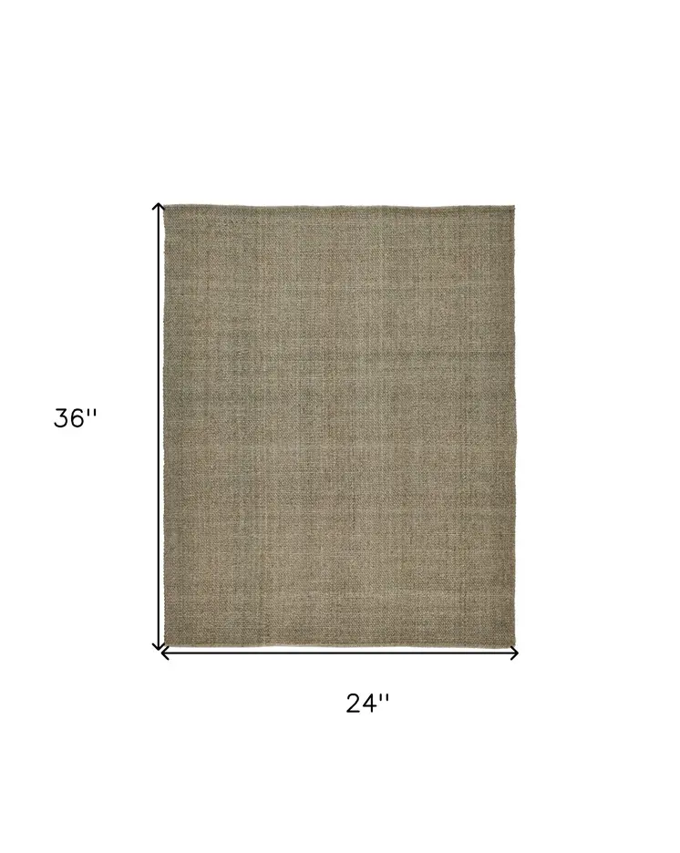 2' X 3' Green And Tan Hand Woven Area Rug