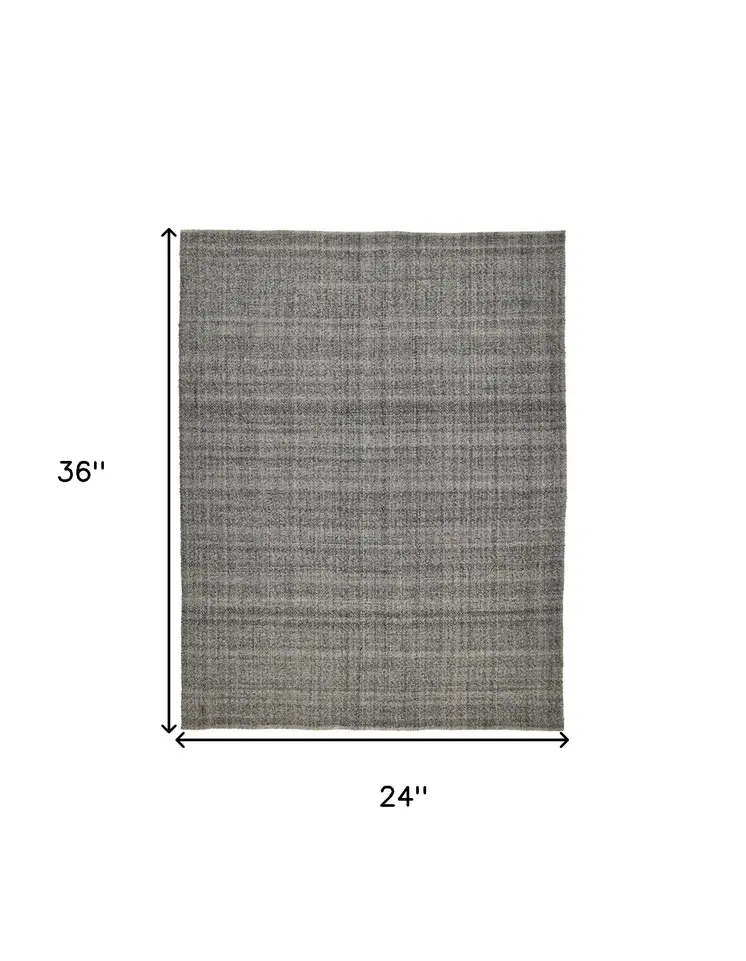 2' X 3' Gray And Ivory Hand Woven Area Rug