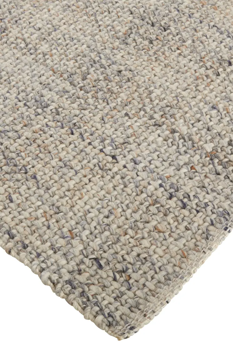 5' X 8' Ivory Tan And Gray Hand Woven Area Rug