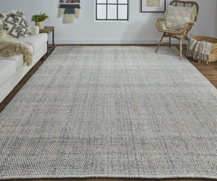 9' X 12' Beige and Gray Hand Woven Area Rug