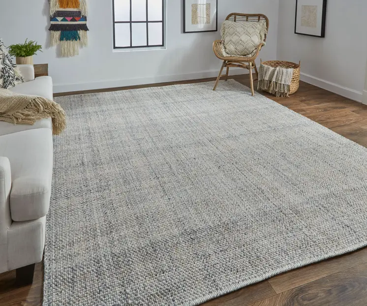 9' X 12' Beige and Gray Hand Woven Area Rug