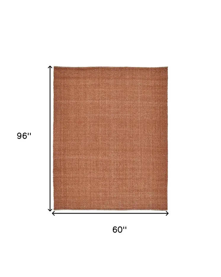 5' X 8' Orange Hand Woven Area Rug