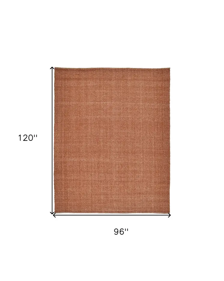 8' X 10' Orange Hand Woven Area Rug