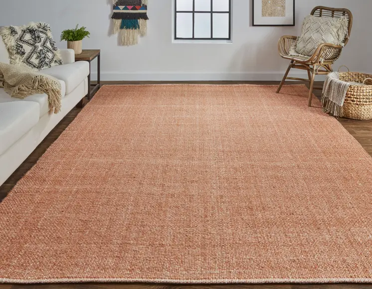 9' X 12' Orange Hand Woven Area Rug