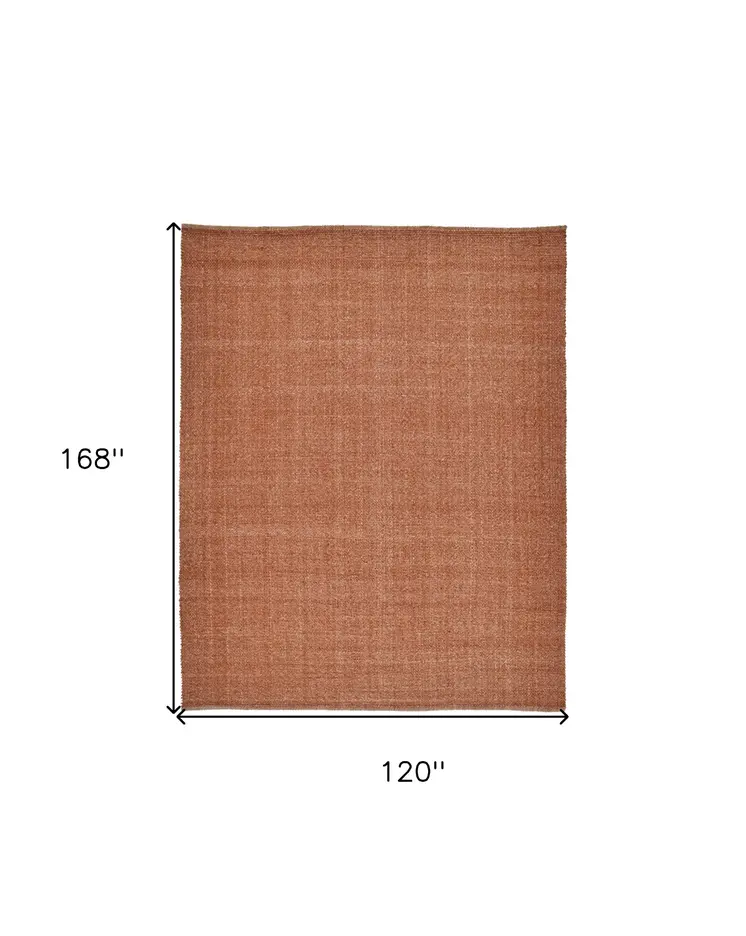 10' X 14' Orange Hand Woven Area Rug