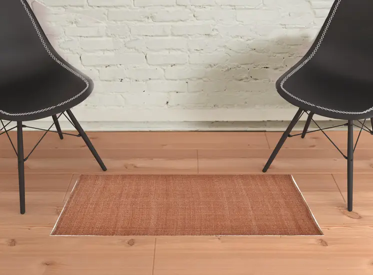 2' X 3' Orange Hand Woven Area Rug