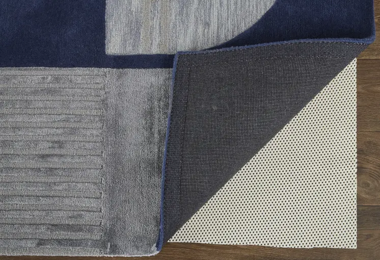 10' X 14' Blue And Silver Wool Geometric Tufted Handmade Area Rug