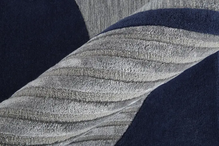10' X 14' Blue And Silver Wool Geometric Tufted Handmade Area Rug