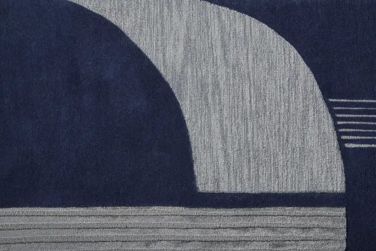 10' X 14' Blue And Silver Wool Geometric Tufted Handmade Area Rug