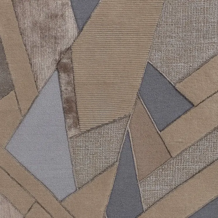 8' X 10' Tan Brown And Blue Wool Geometric Tufted Handmade Area Rug