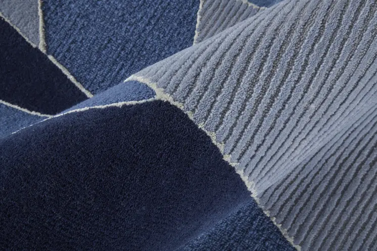 9' X 12' Blue And Silver Wool Geometric Tufted Handmade Area Rug