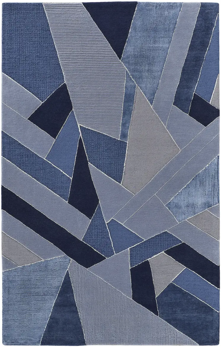 12' X 15' Blue and Silver Mosaic Hand Tufted Area Rug